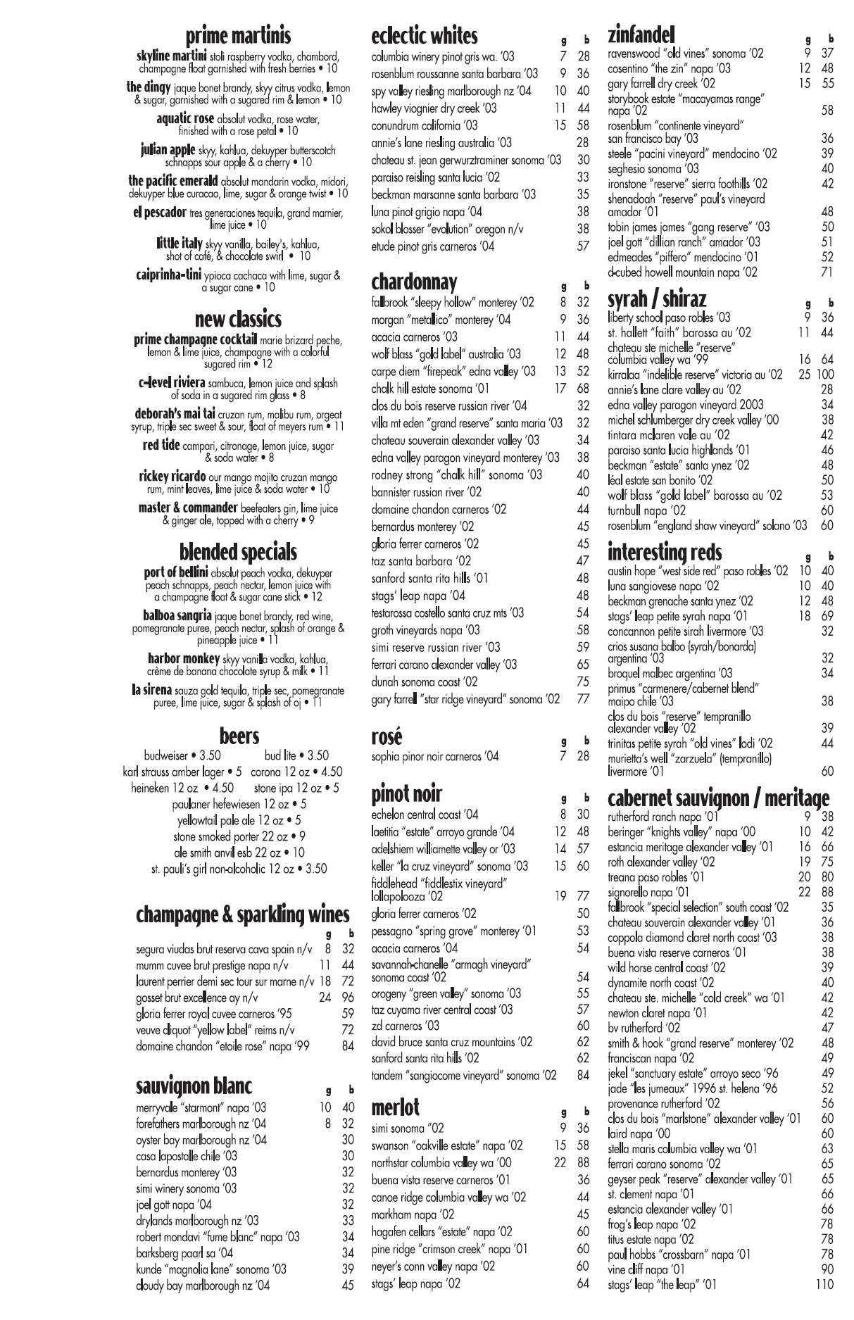 c-level wine list 2007